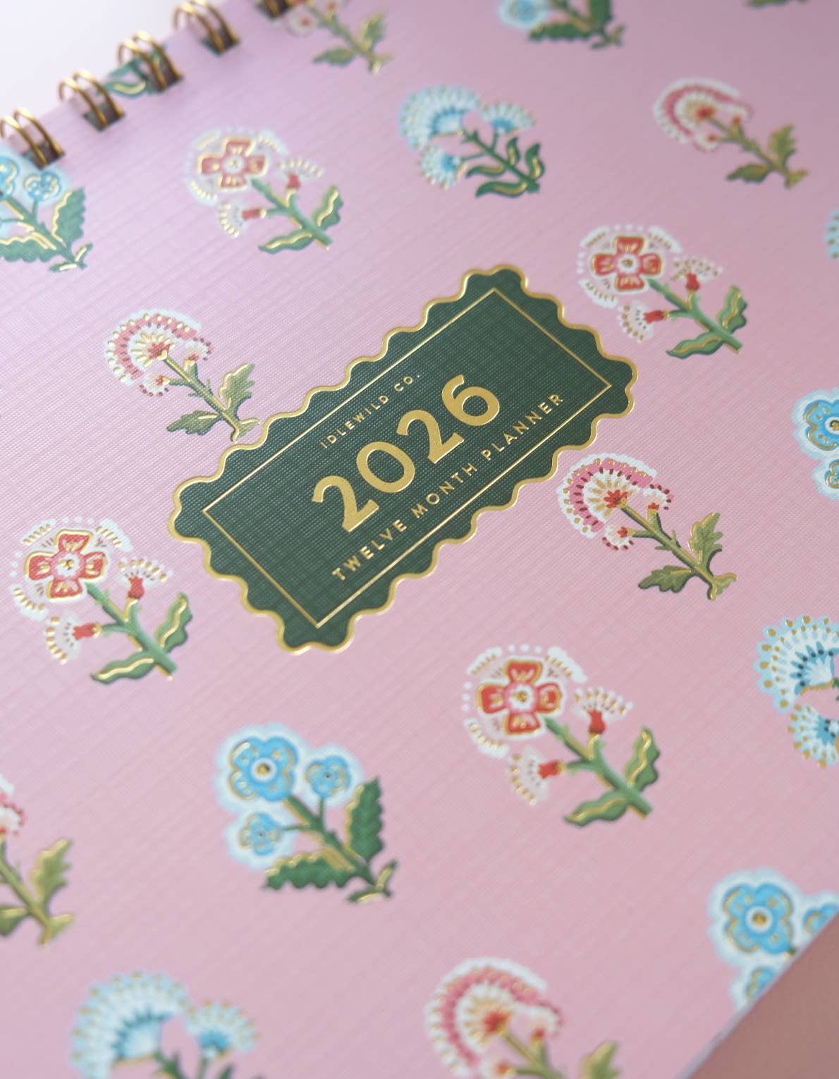 2026 Block Print Floral Desktop Planner