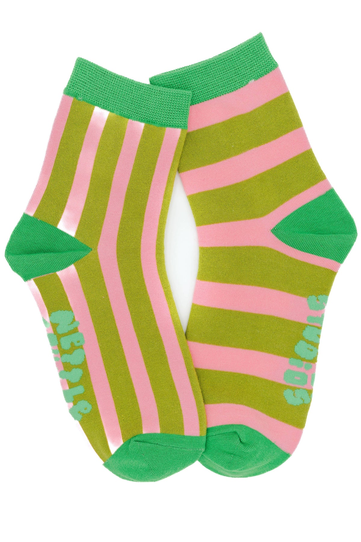 Green Pink Stripe Socks
