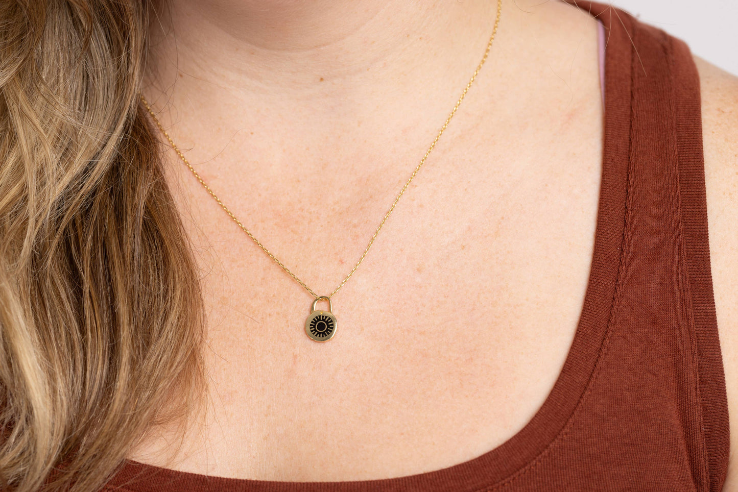 Combination Padlock Pendant Necklace