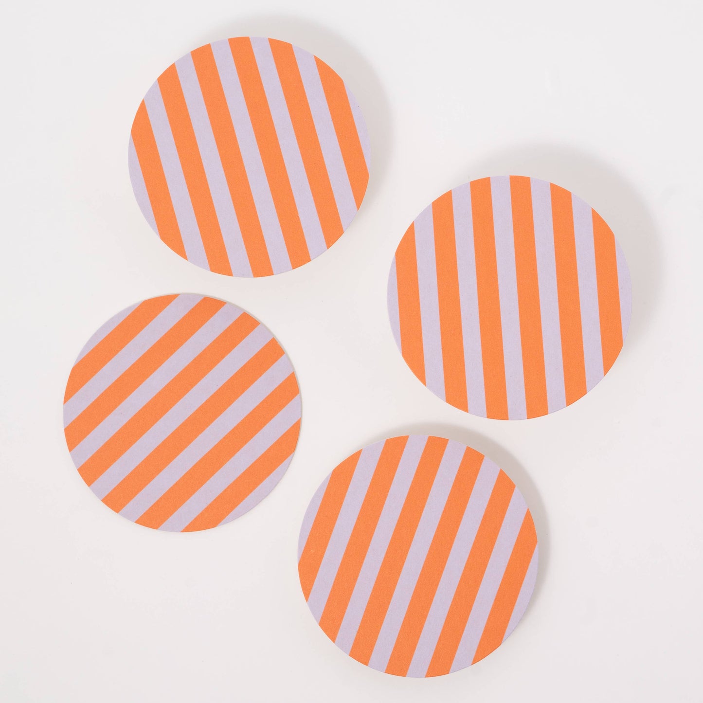 Ultra Violet and Orange Striped Coaster Set