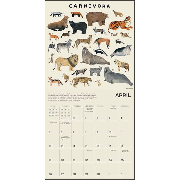 The Illustrated Animal Kingdom 2026 Wall Calendar