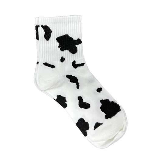 Cow Print Cotton Crew Socks