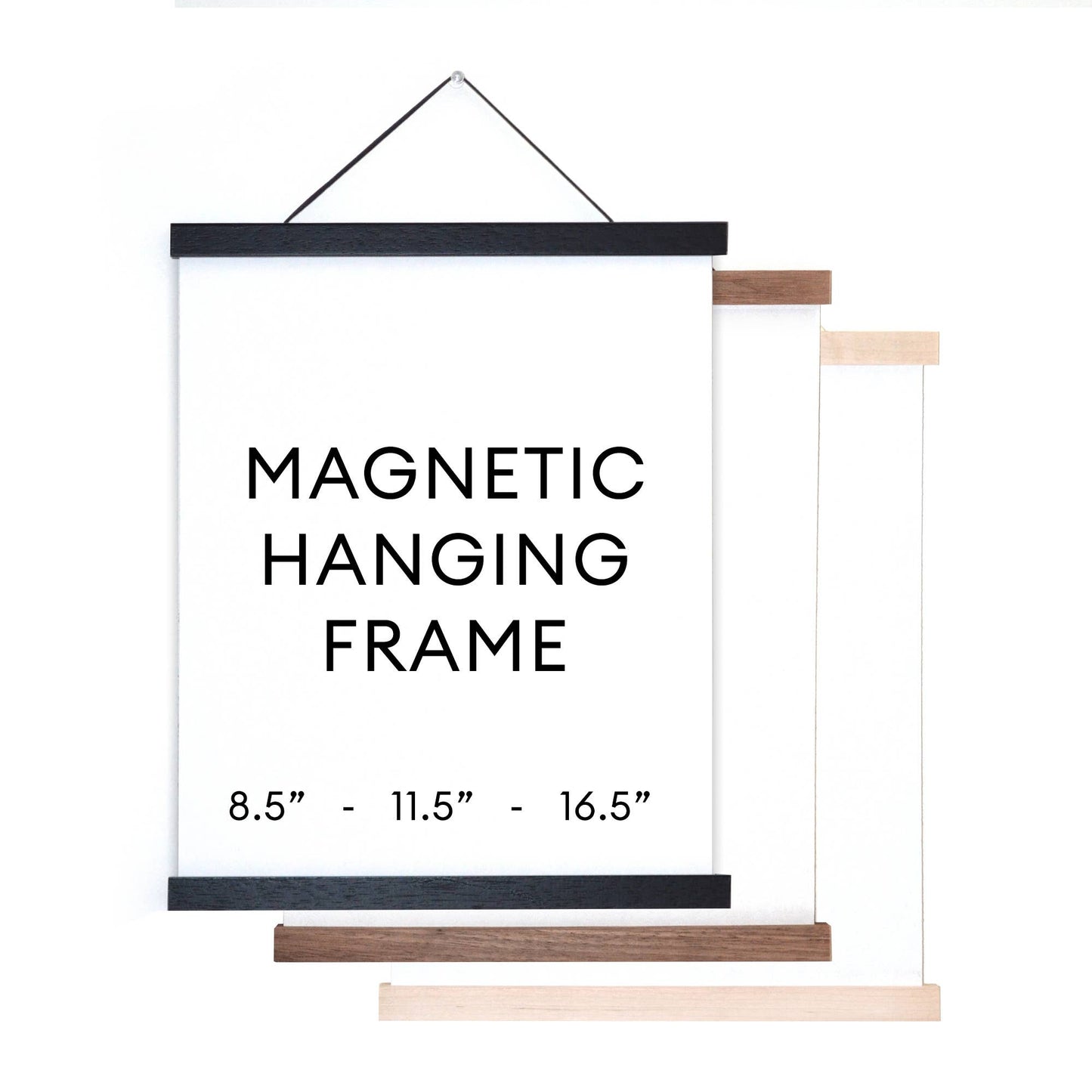Magnetic Natural Wood Hanging Frame - 14.5"