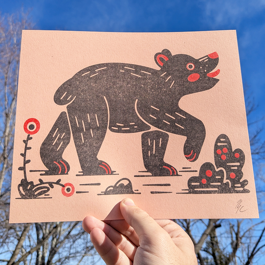 Cute Bear Riso print