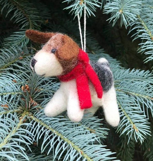 Dog with Red Scarf Ornament