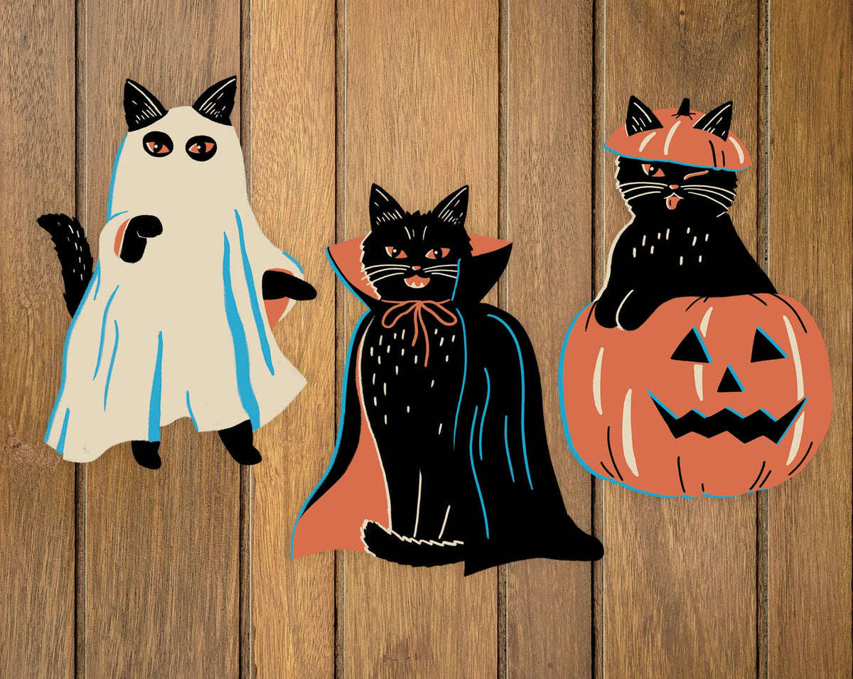 Spooky Cat Cutout Decorations Set