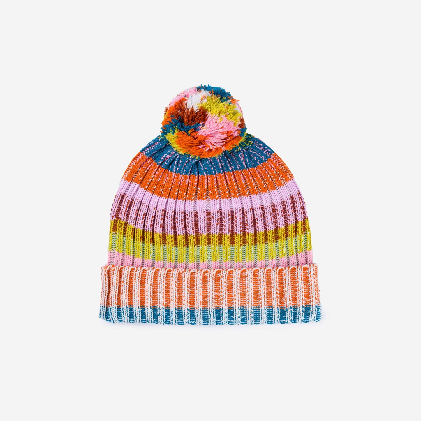 Mosaic Stripe Pom Beanie