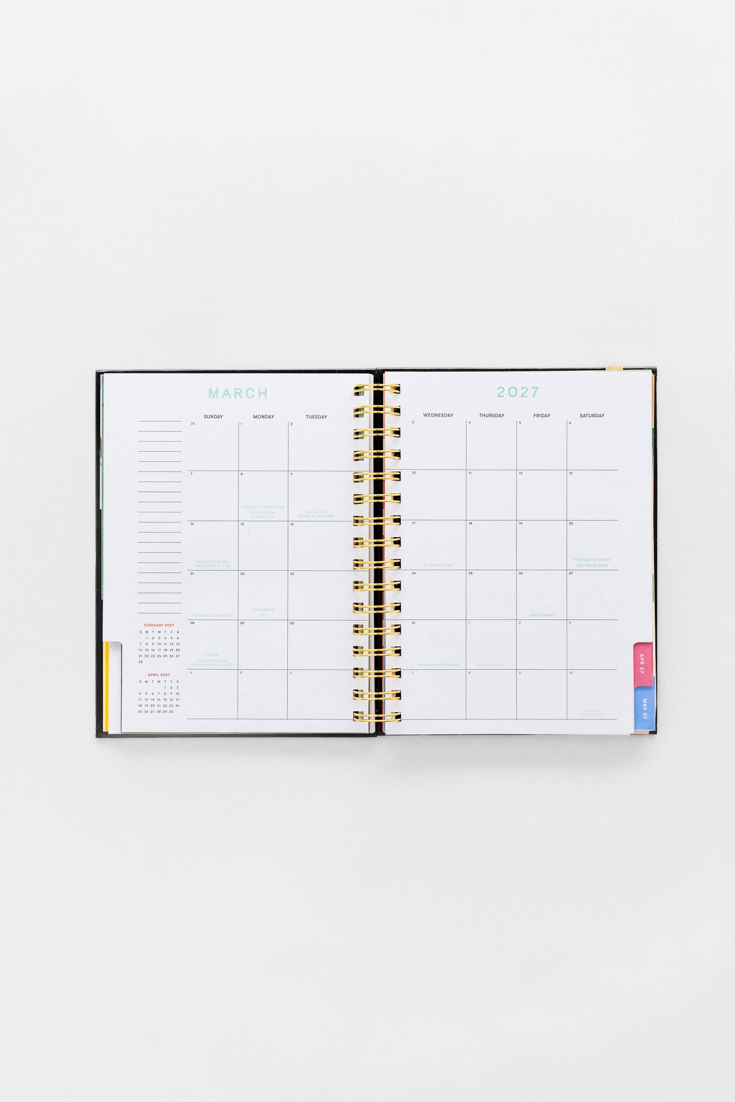 2027 Black Scandinavian Floral Medium Spiral 12 Month Planner