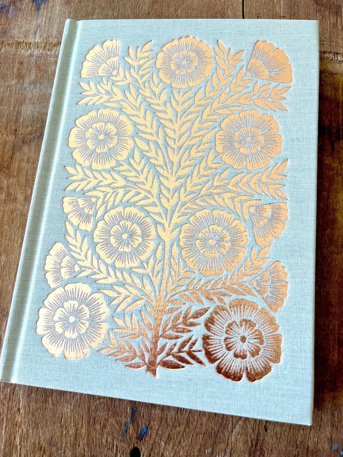 Muted Sage Foil Stamped Linen Journal