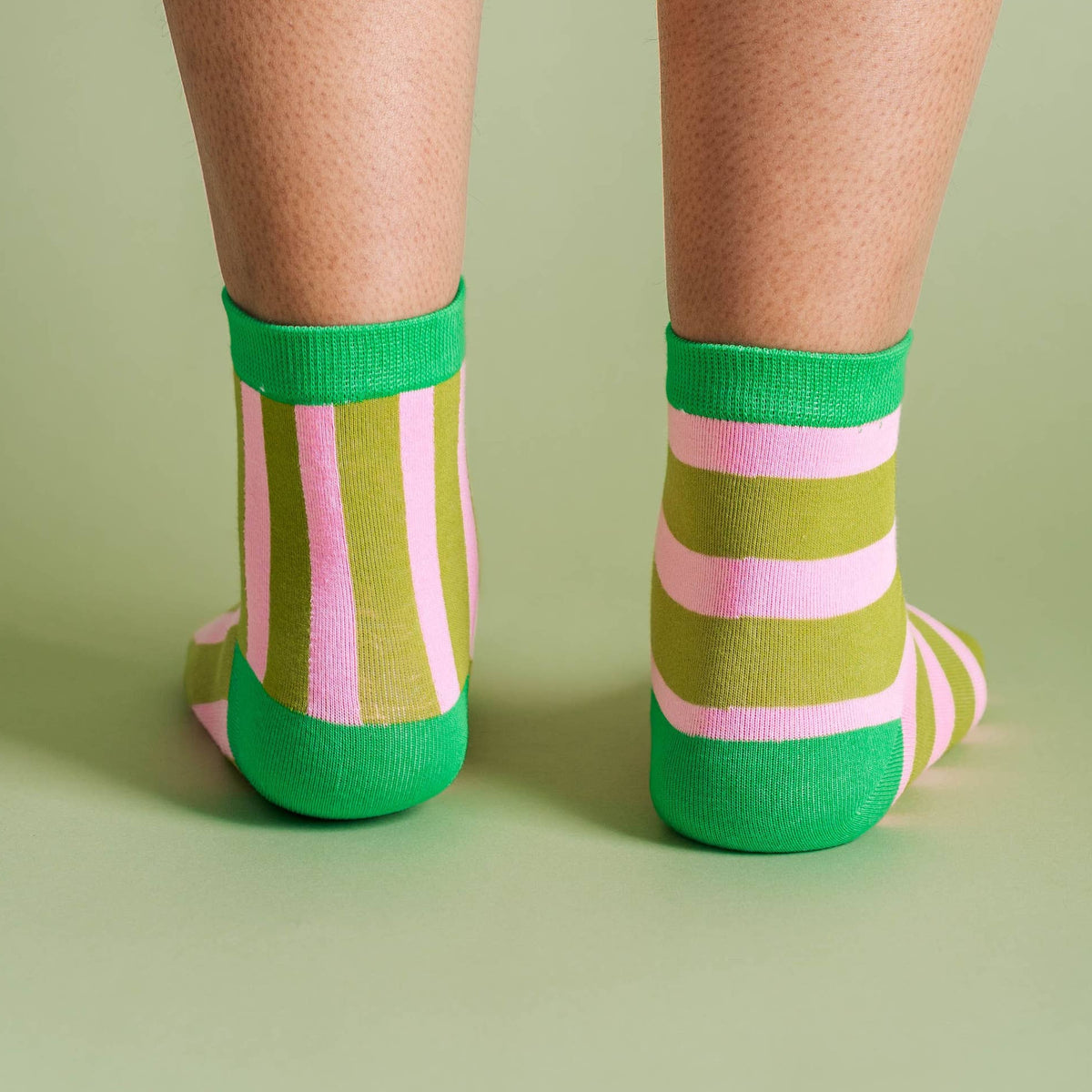 Green Pink Stripe Socks