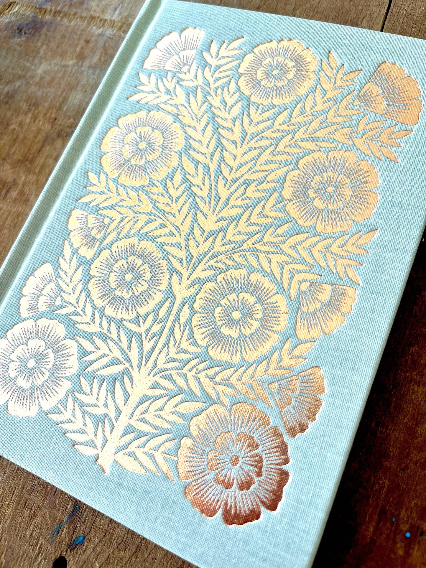 Muted Sage Foil Stamped Linen Journal