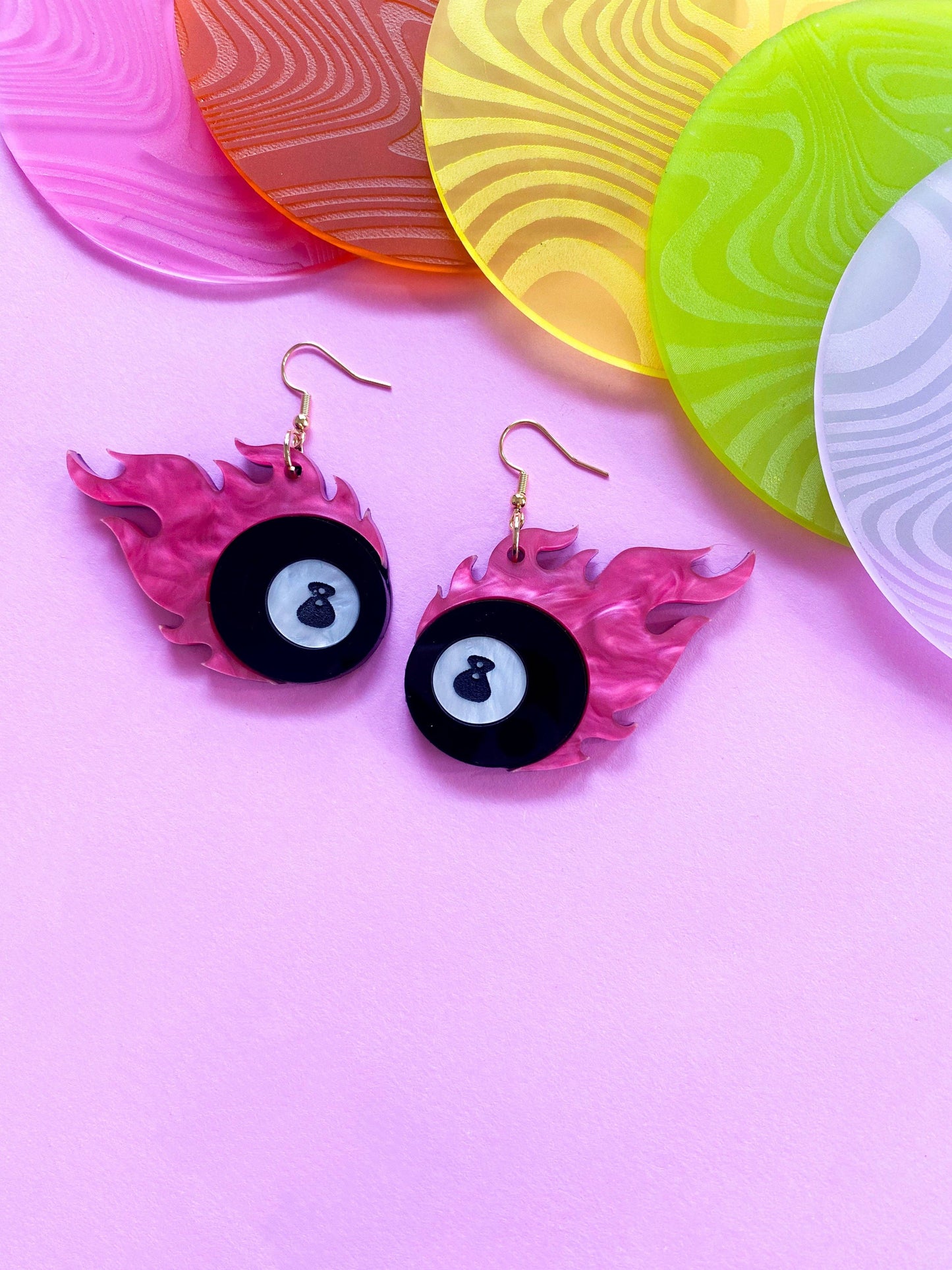 Flaming 8 Ball Earrings