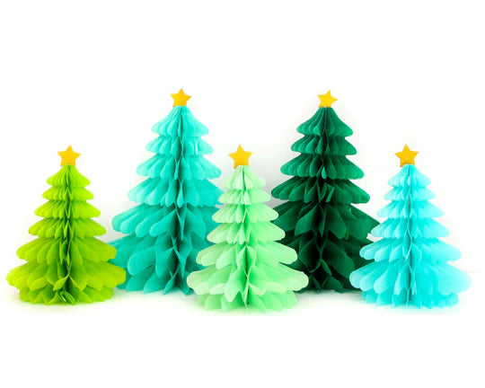 Green Honeycomb Trees Decoration Set