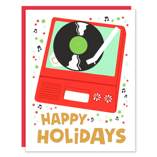 Record Player Holidays card