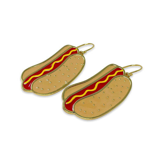 Hot Dog Enamel Earrings