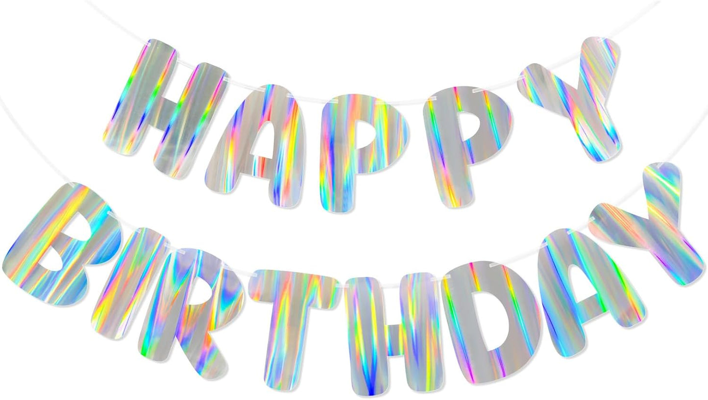 Iridescent Happy Birthday Banner