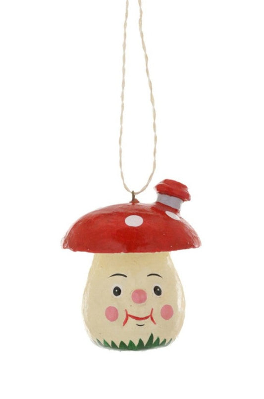 Small Jaunty Mushroom Wood Ornament