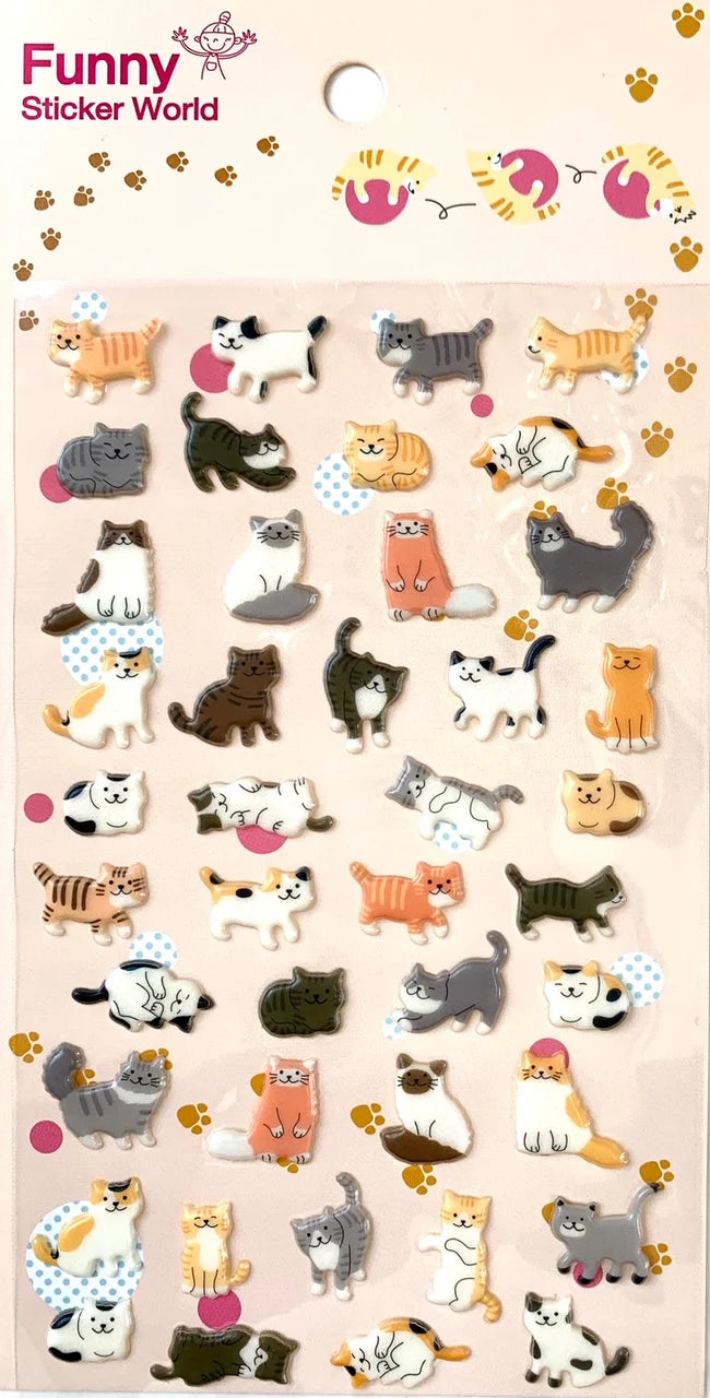 Cats Puffy Sticker Sheet