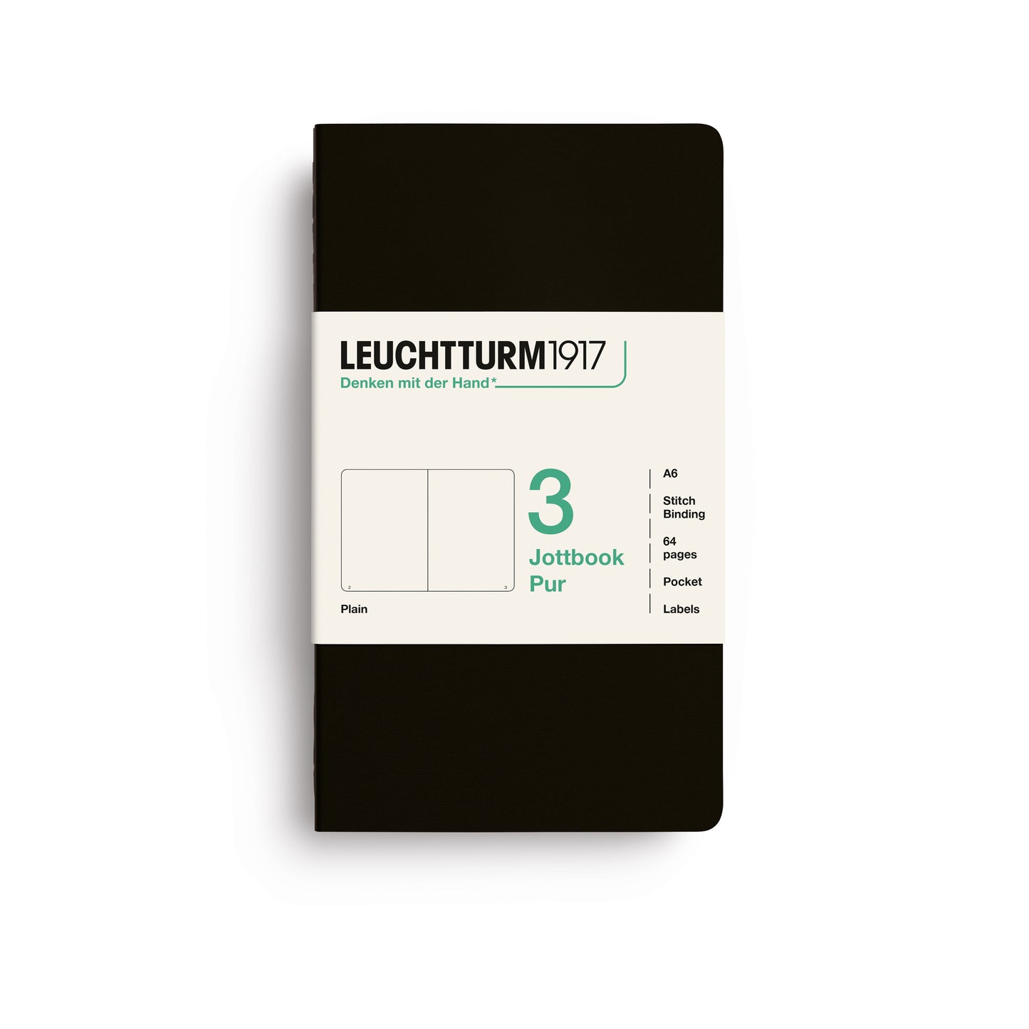 Leuchtturm Jottbook Pur (A6) Pack of 3: Plain Pages