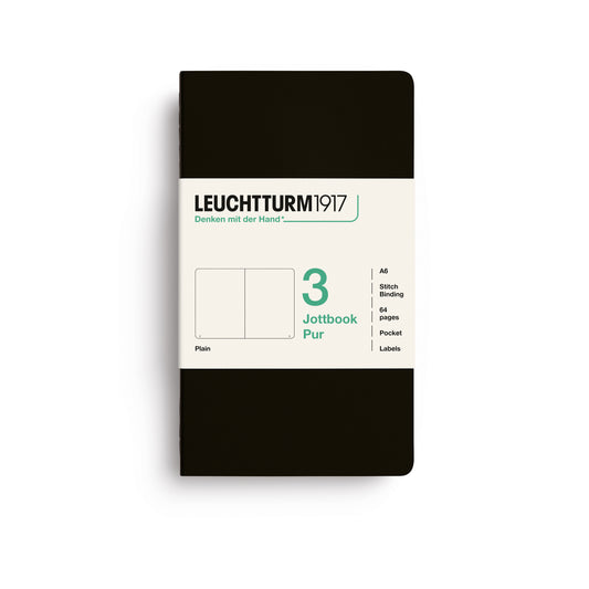 Leuchtturm Jottbook Pur (A6) Pack of 3: Plain Pages