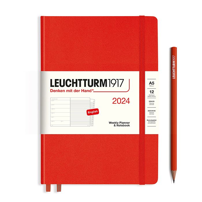 2024 Leuchtturm Hardcover Weekly Planner and Notebook: A5