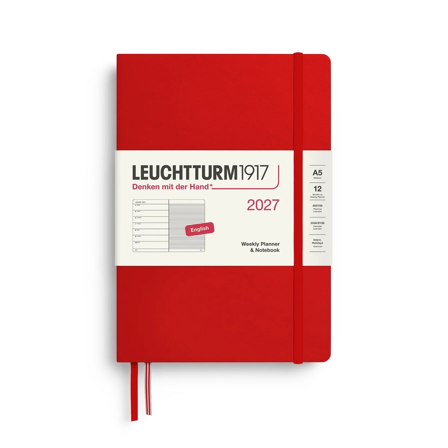 2027 Leuchtturm Medium Hardcover Weekly Planner & Notebook (Ruled)