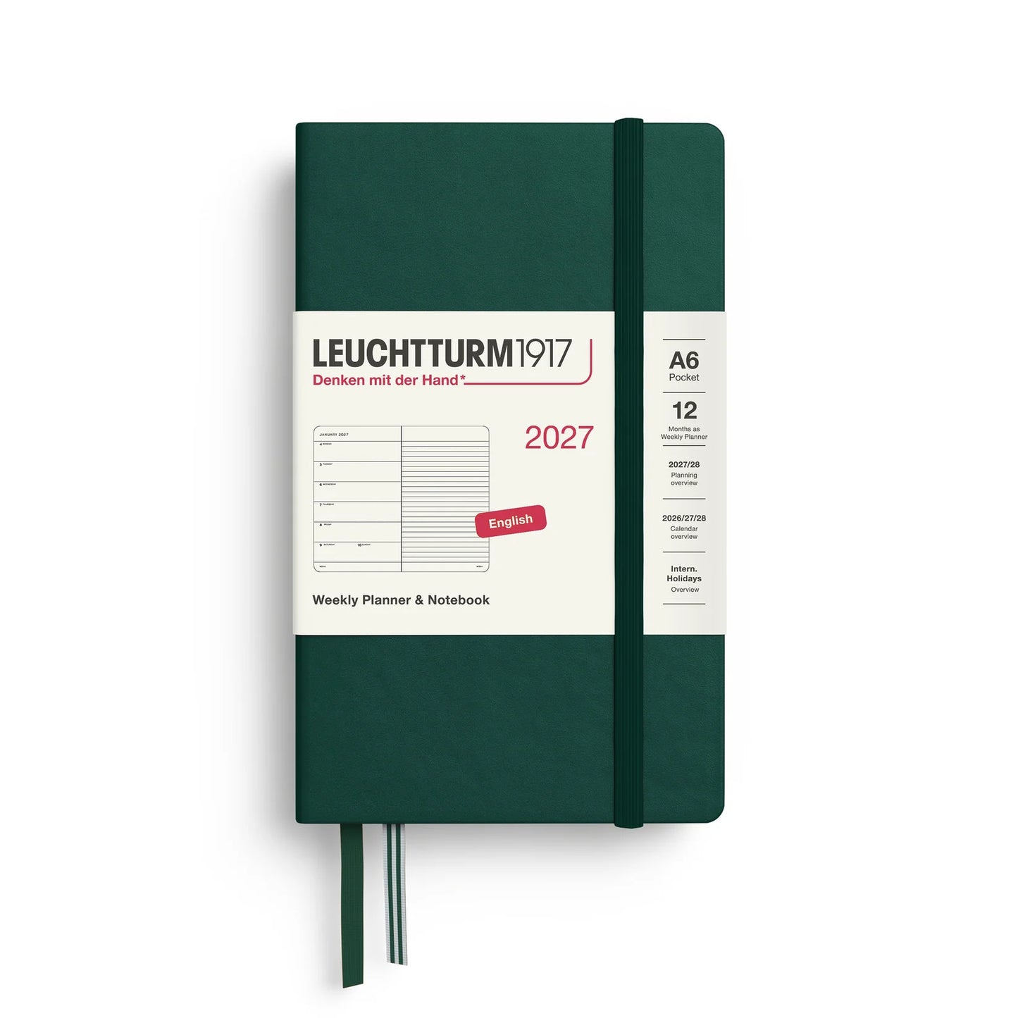 2027 Leuchtturm Pocket Hardcover Weekly Planner & Notebook (Ruled)