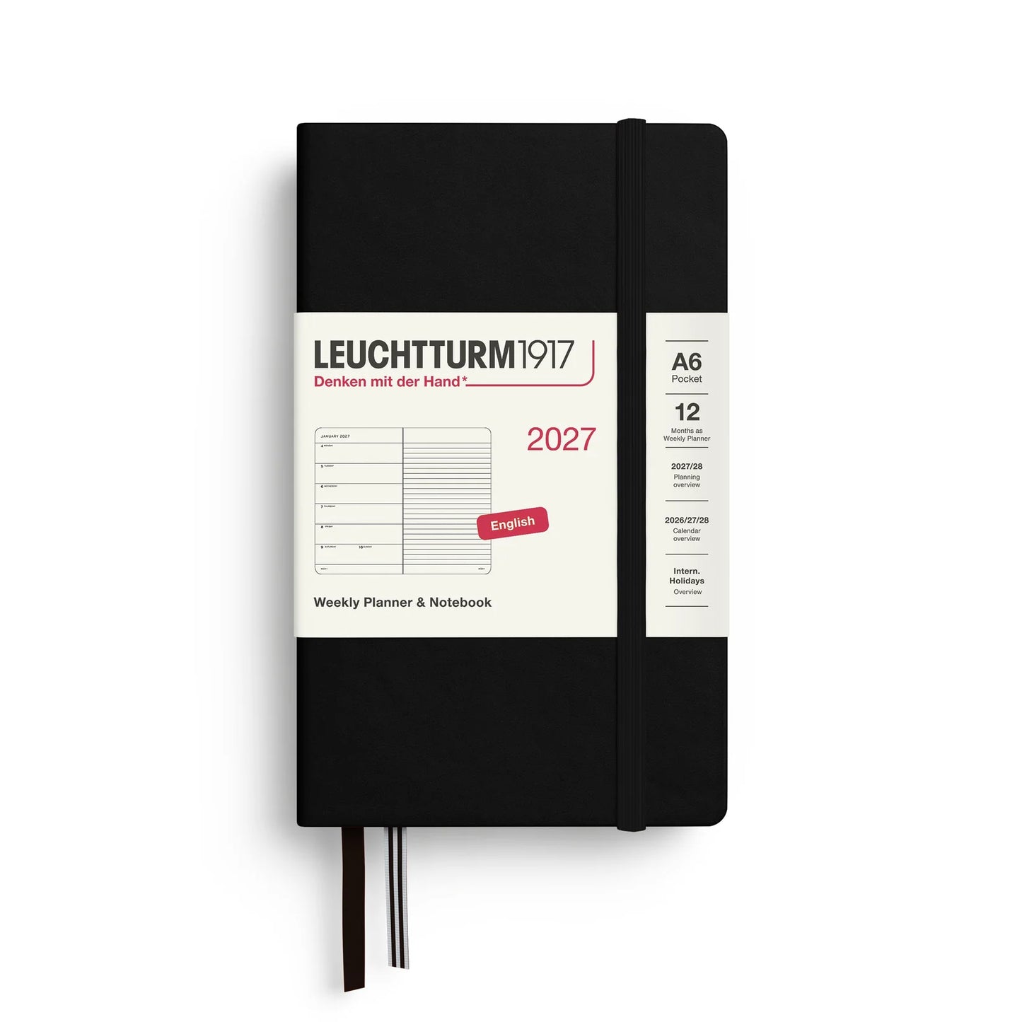 2027 Leuchtturm Pocket Hardcover Weekly Planner & Notebook (Ruled)