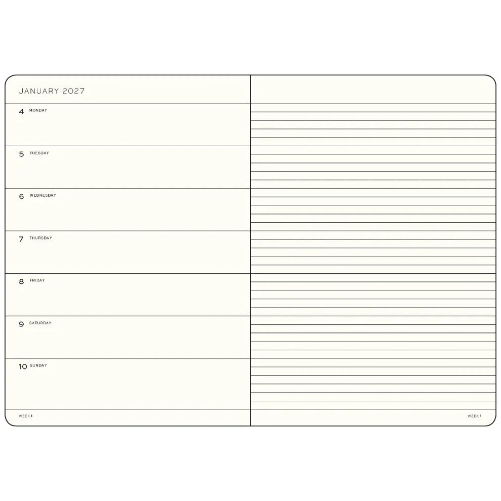 2027 Leuchtturm Medium Hardcover Weekly Planner & Notebook (Ruled)
