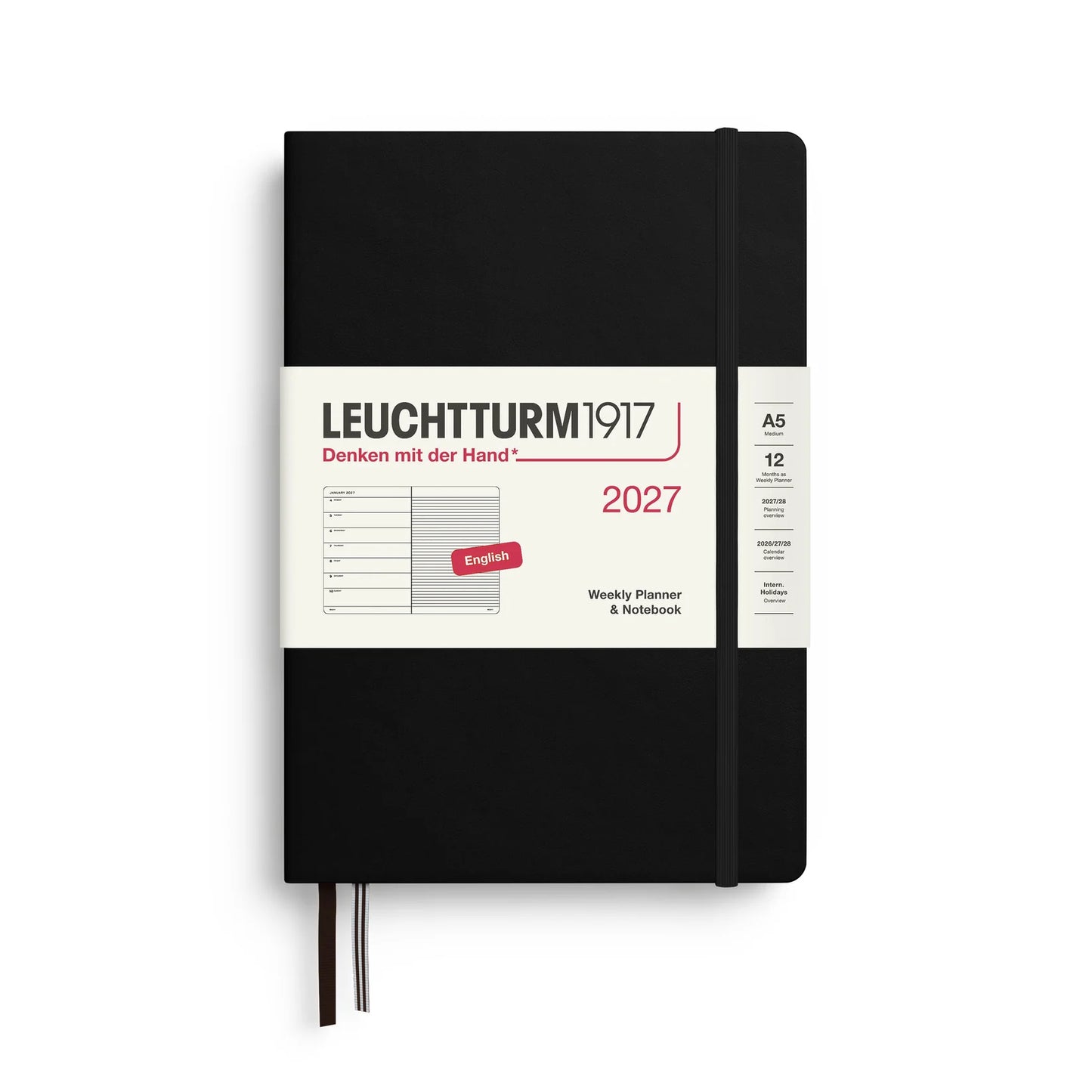 2027 Leuchtturm Medium Hardcover Weekly Planner & Notebook (Ruled)