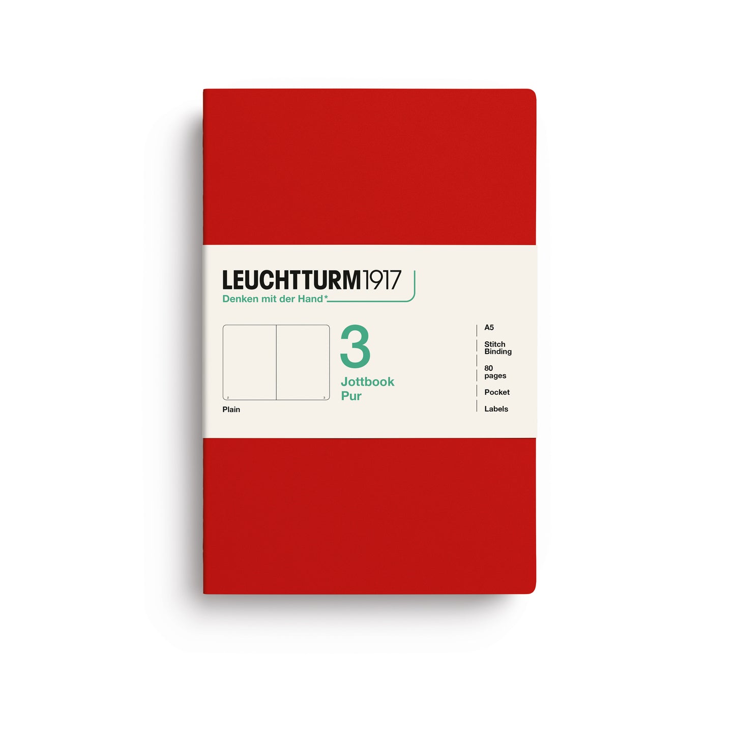 Leuchtturm Jottbook Pur (A5) Pack of 3: Plain Pages