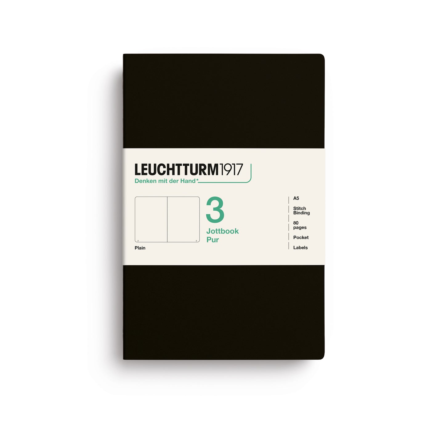 Leuchtturm Jottbook Pur (A5) Pack of 3: Plain Pages