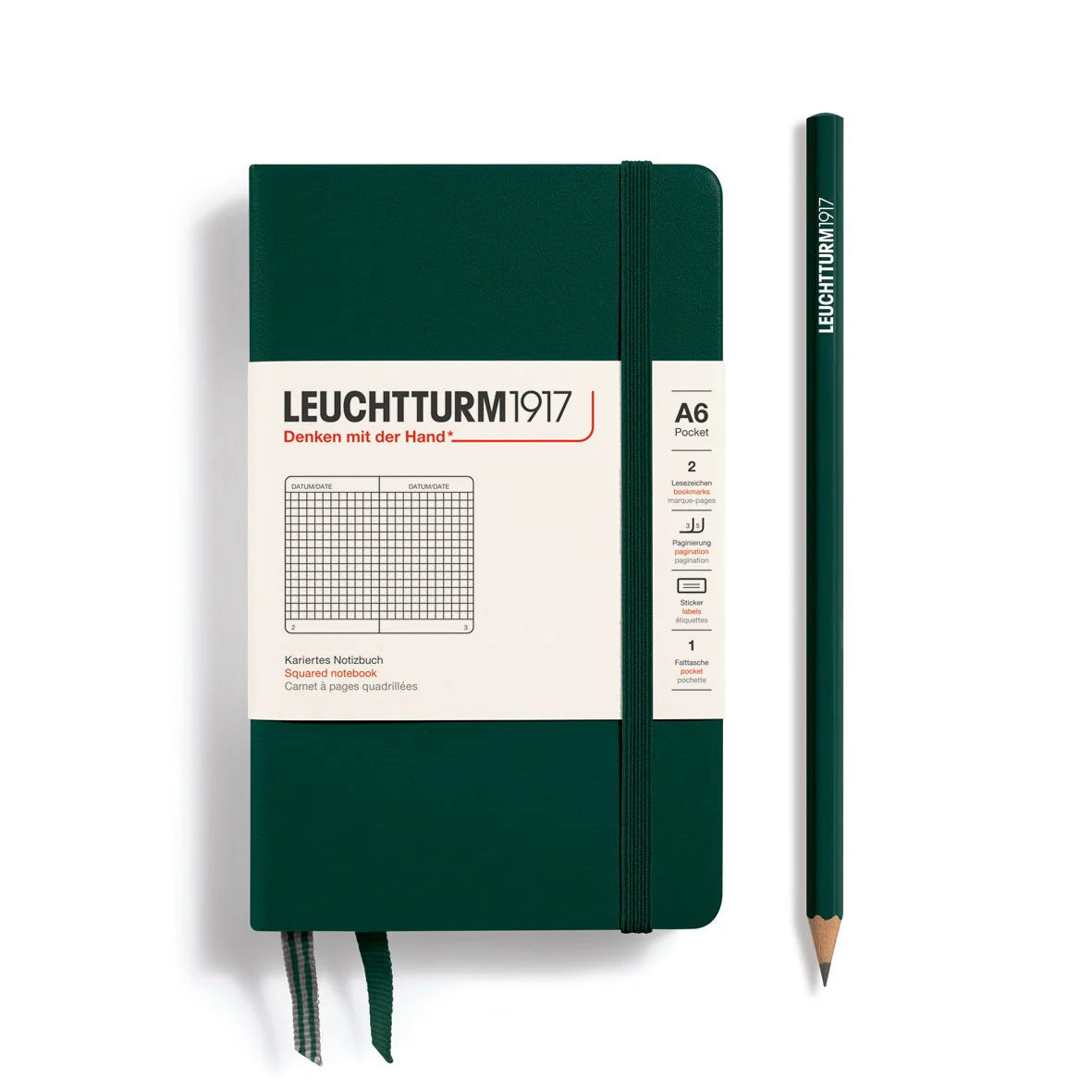 Leuchtturm Pocket Hardcover A6 Notebook: Squared Pages