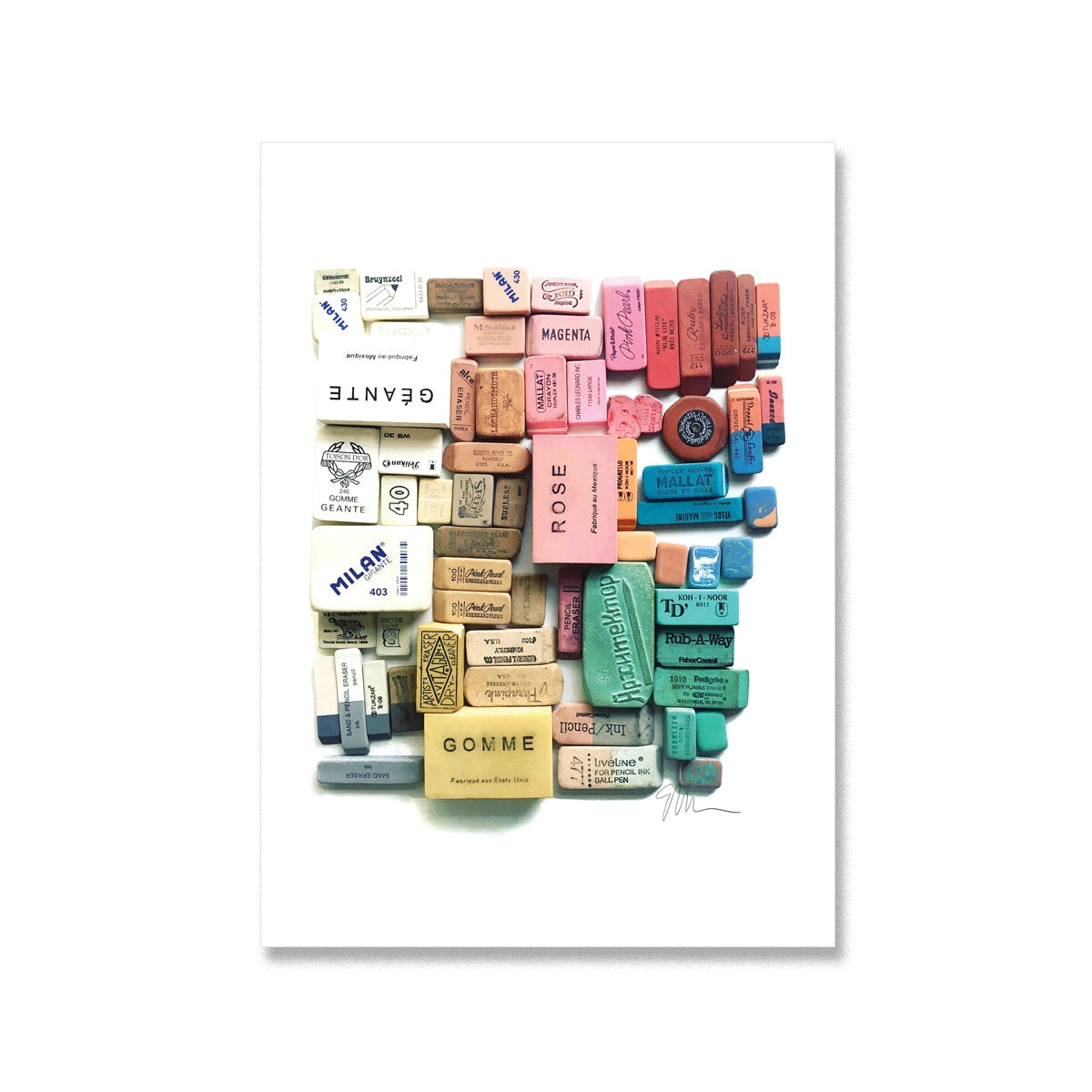 Eraser Arrangements postcard print