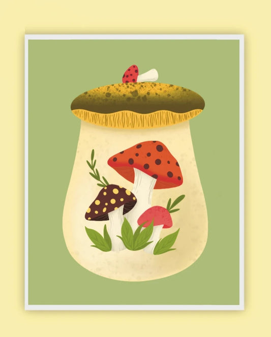 Vintage Mushroom Canister Print