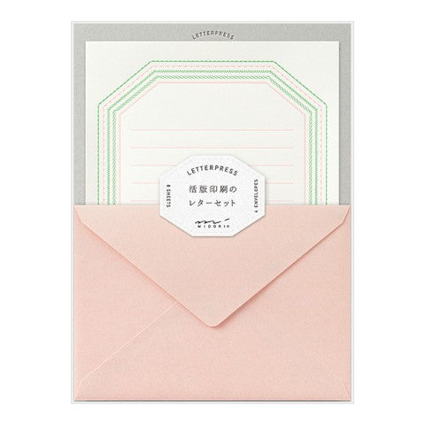Midori Pink Letterpress Letter Set