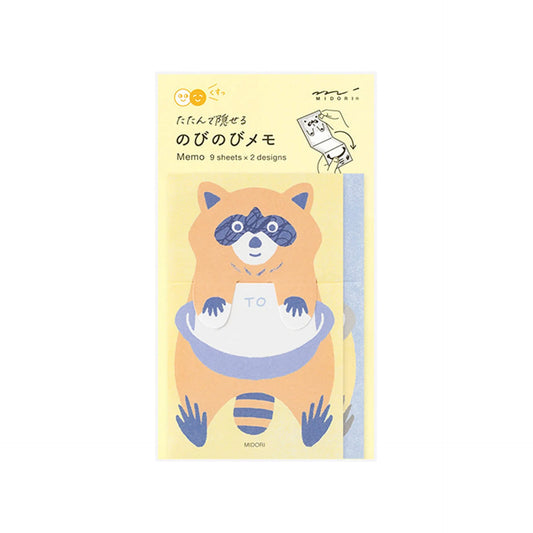 Midori Stretchy Raccoon Foldable Memo Notes