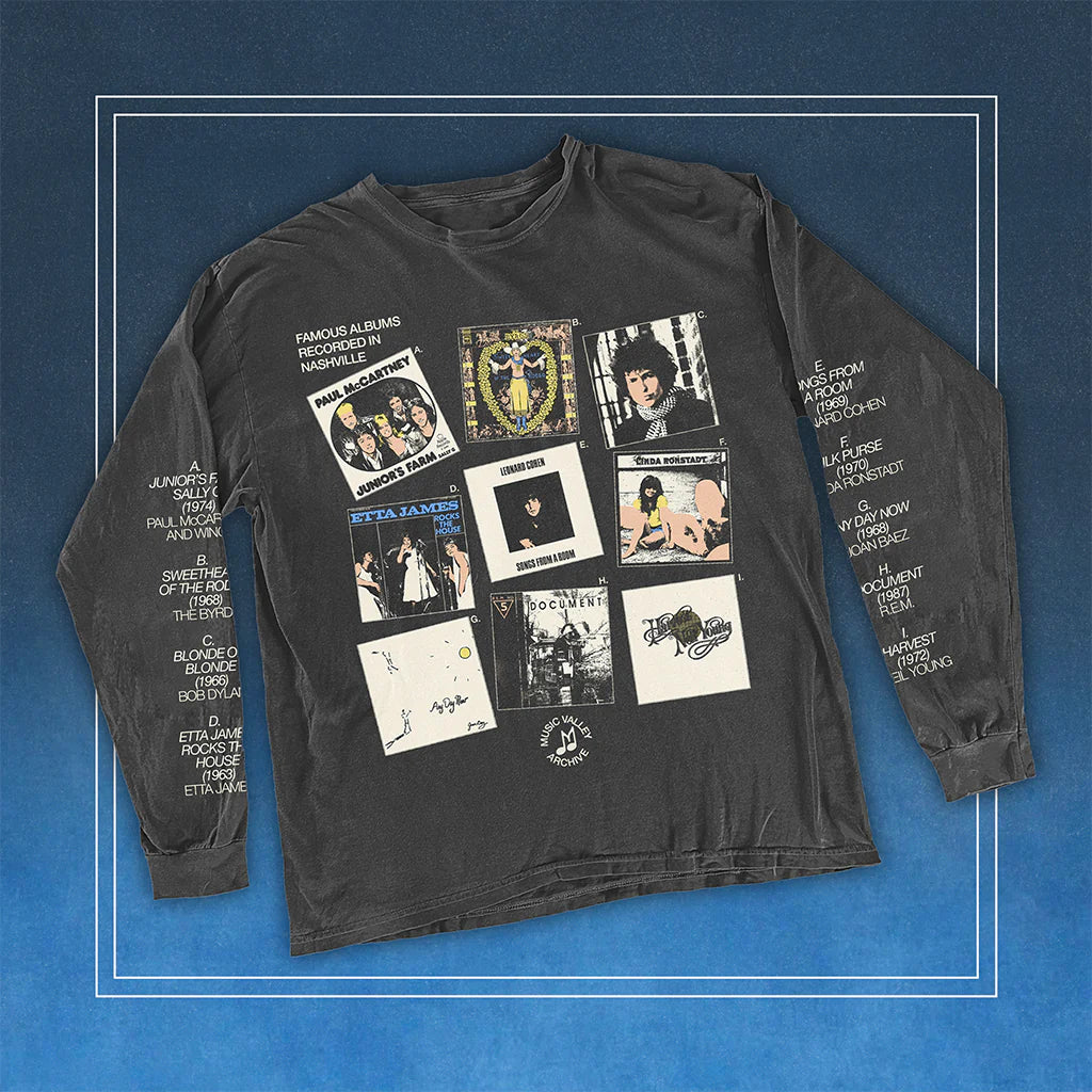 Famous Albums Recorded in Nashville Long Sleeve T-shirt