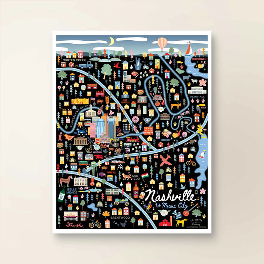 Nashville Map by Night print