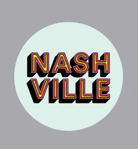 Nashville Block Text Round Magnet