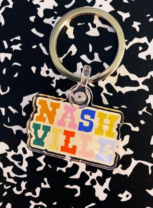 Rainbow Nashville Keychain