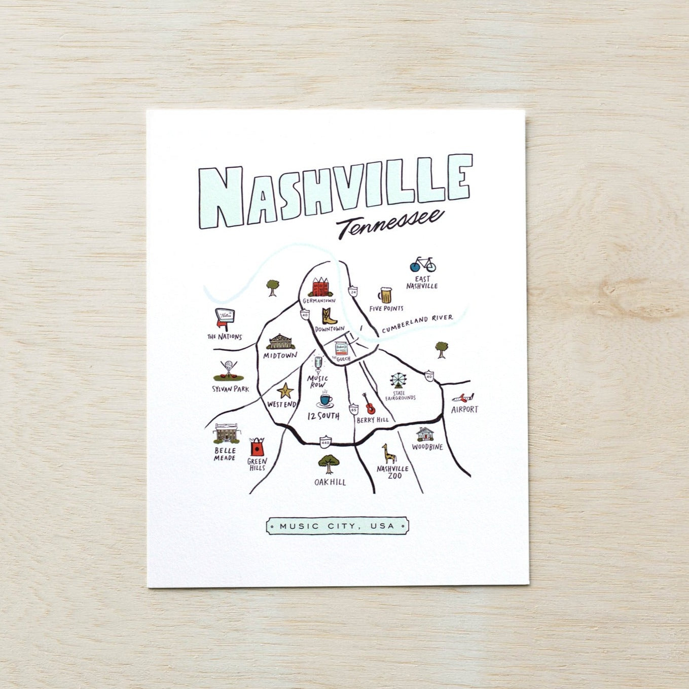Nashville Neighborhoods Map Print