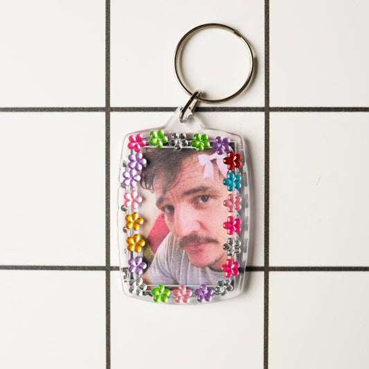 Pedro Pascal Bedazzled Keychain