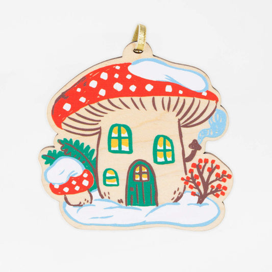 Winter Mushroom House Ornament