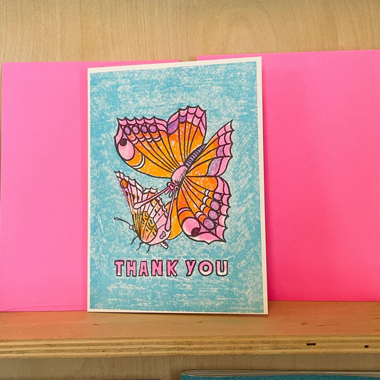 Pink Butterflies Thank You card