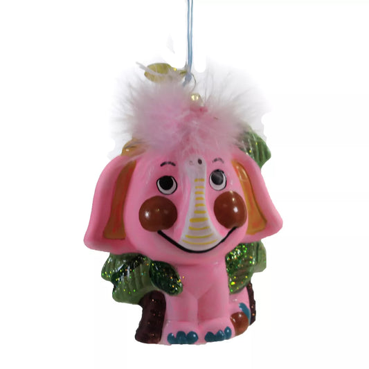 Retro Pink Elephant Ornament