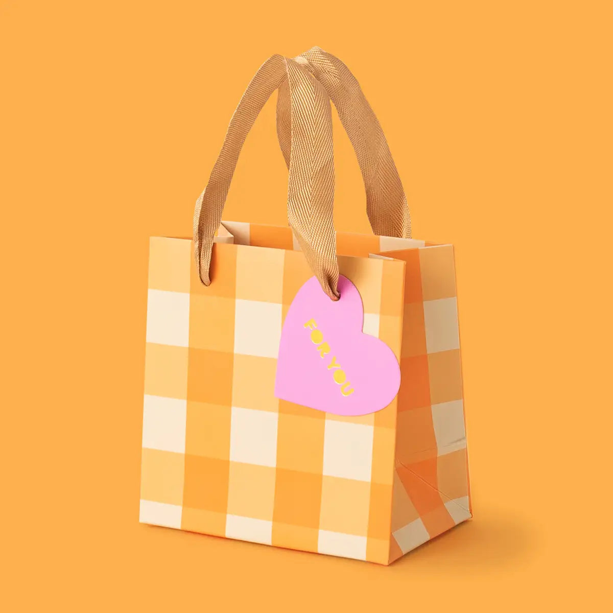 Orange Gingham Gift Bag