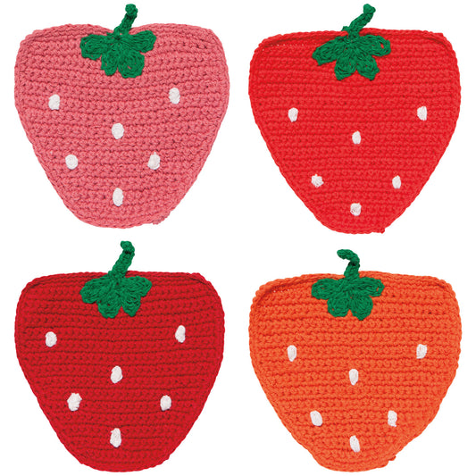 Strawberry Crochet Coaster Set