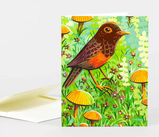 Bird and Mushrooms card