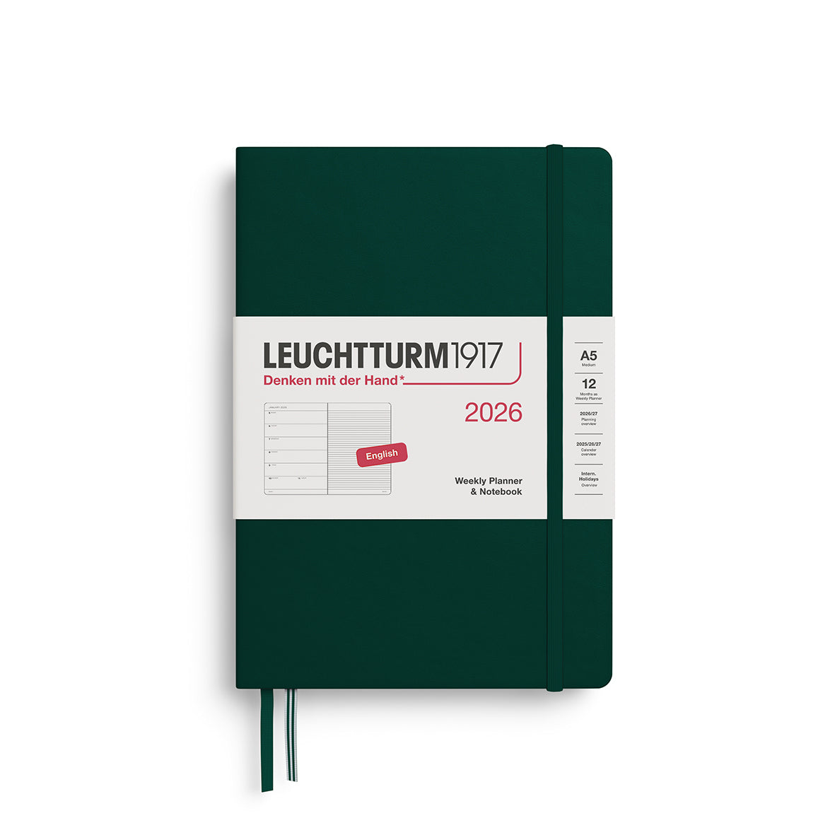2026 Leuchtturm Hardcover Weekly Planner and Notebook: A5